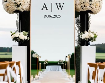 Personalised Initial / Date Wedding Mirror Decals | Personalised Wedding Mirror Stickers - Initials /Date | Choice of Colours & Sizes