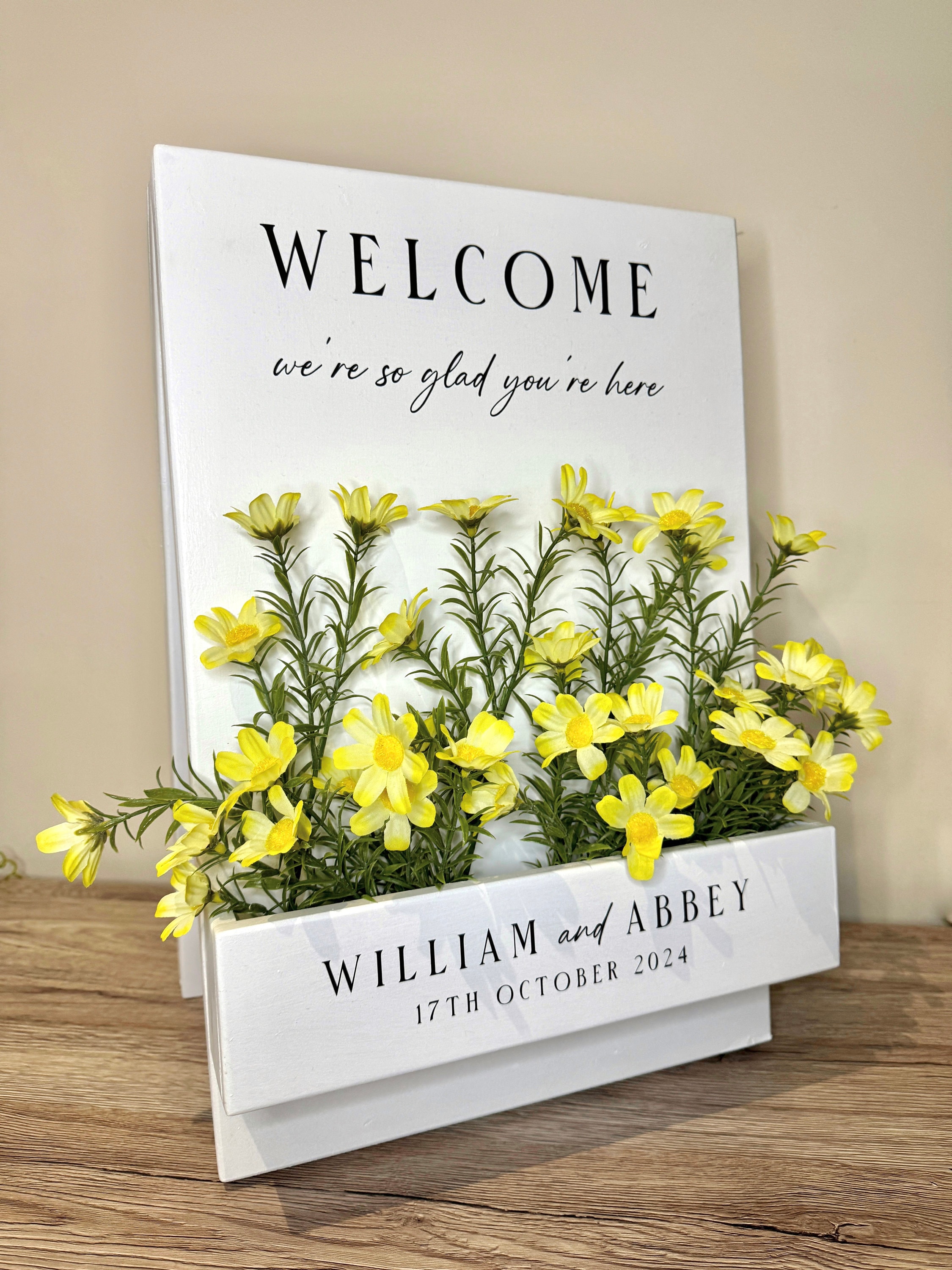 Flower Box Frame Sign Welcome Flower Box Sign Vinyl Decals | Wedding Flower Box Sign Vinyl ...