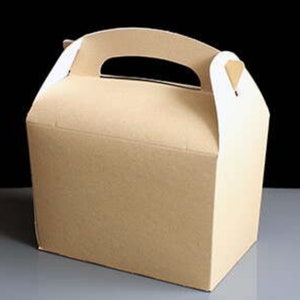 Piccola scatola per feste con manici. / Nero Bianco o Kraft / Sacchetto per feste / Sacchetto regalo / Scatola per feste di nozze / Scatola per feste per bambini / Sacchetto per feste