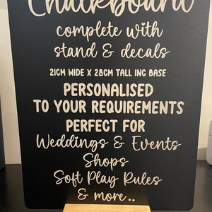 Personalised Chalkboard Sign with Solid Wood Base | Wedding Sign | Baby Shower Sign | Hen Party Sign | Birthday Sign | Shop Sign | Pub Sign