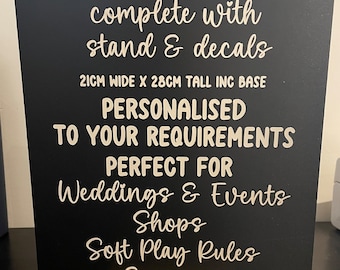 Personalised Chalkboard Sign with Solid Wood Base | Wedding Sign | Baby Shower Sign | Hen Party Sign | Birthday Sign | Shop Sign | Pub Sign
