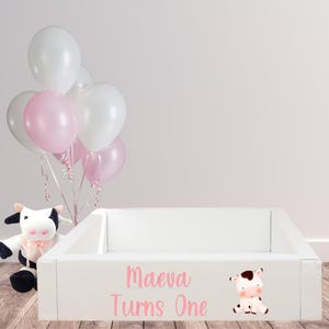 Adesivi personalizzati per il primo compleanno di una mucca - Perfetti per il gioco morbido