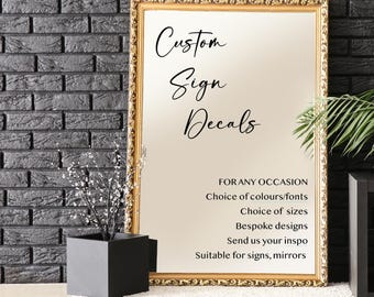 Custom Mirror Decal | Personalised Mirror Sticker | Mirror Decal | Bespoke Design | Choice of Sizes & Colours/Fonts | For all Occasions