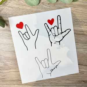 Kocham Cię - Naklejka ASL | Kocham Cię - Naklejka winylowa ASL | Wybór kolorów | Wybór wzorów