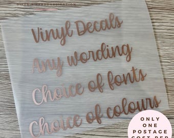DIY Custom Vinyl Sticker/Decal | 10cm - 20cm wide | Personalised Stickers | Any Name or Wording | Choice of fonts and colours