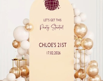 Personalised Birthday Party Mirror / Sign Decal | Custom Let's Get This Party Started + Disco Ball Mirror Stickers | Choice of Colours