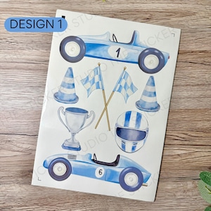 Feuille d'autocollants Formule 1 A4 | Feuille d'autocollants A4 pour voitures de course | Choix de modèles | Parfait pour les jeux, les livres, les tasses, les chemises