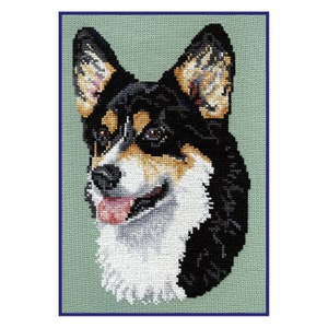 Download Cross Stitch Pembroke Welsh Corgi Black Headed Tri