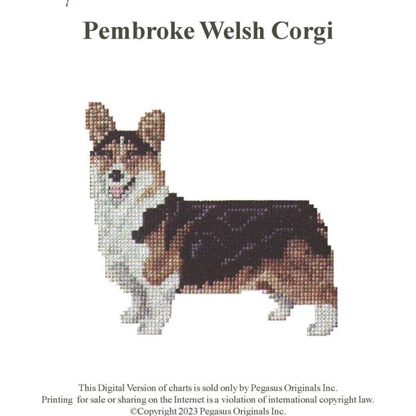 Tri Color Pembroke Welsh Corgi cross stitch chart download