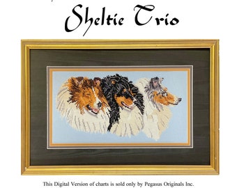 Sheltie Trio cross stitch chart download