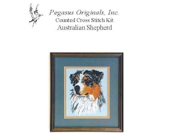 Australian Shepherd Counted Cross Stitch Kit (Blue)