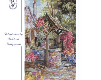 Wishing Well Garden counted cross stitch kit by Marty Bell