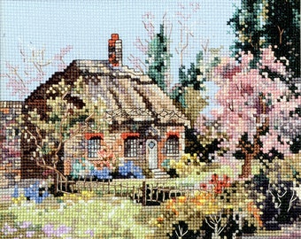 Cherry Tree Thatch Cross Stitch  chart download by Marty Bell