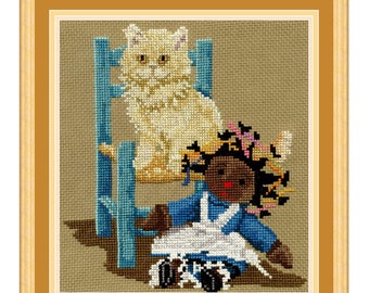 Cream Kitten and Friend cross stitch chart download