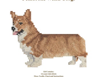Pembroke Welsh Corgi Counted Cross Stitch Kit (Red) RCFB