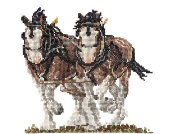 Clydesdale Cross stitch chart PDF download - large print