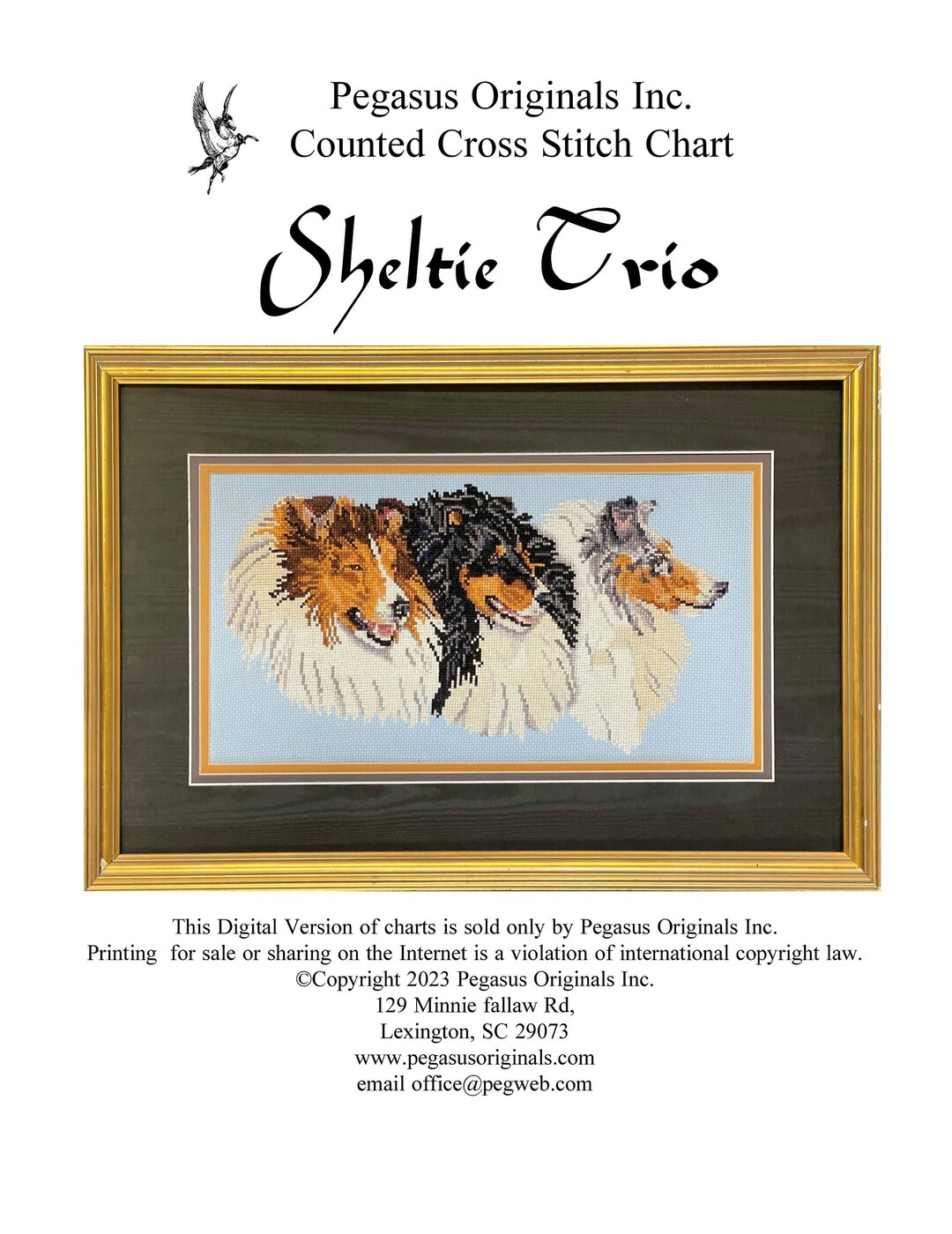 Sheltie Trio Cross Stitch Chart Download Etsy