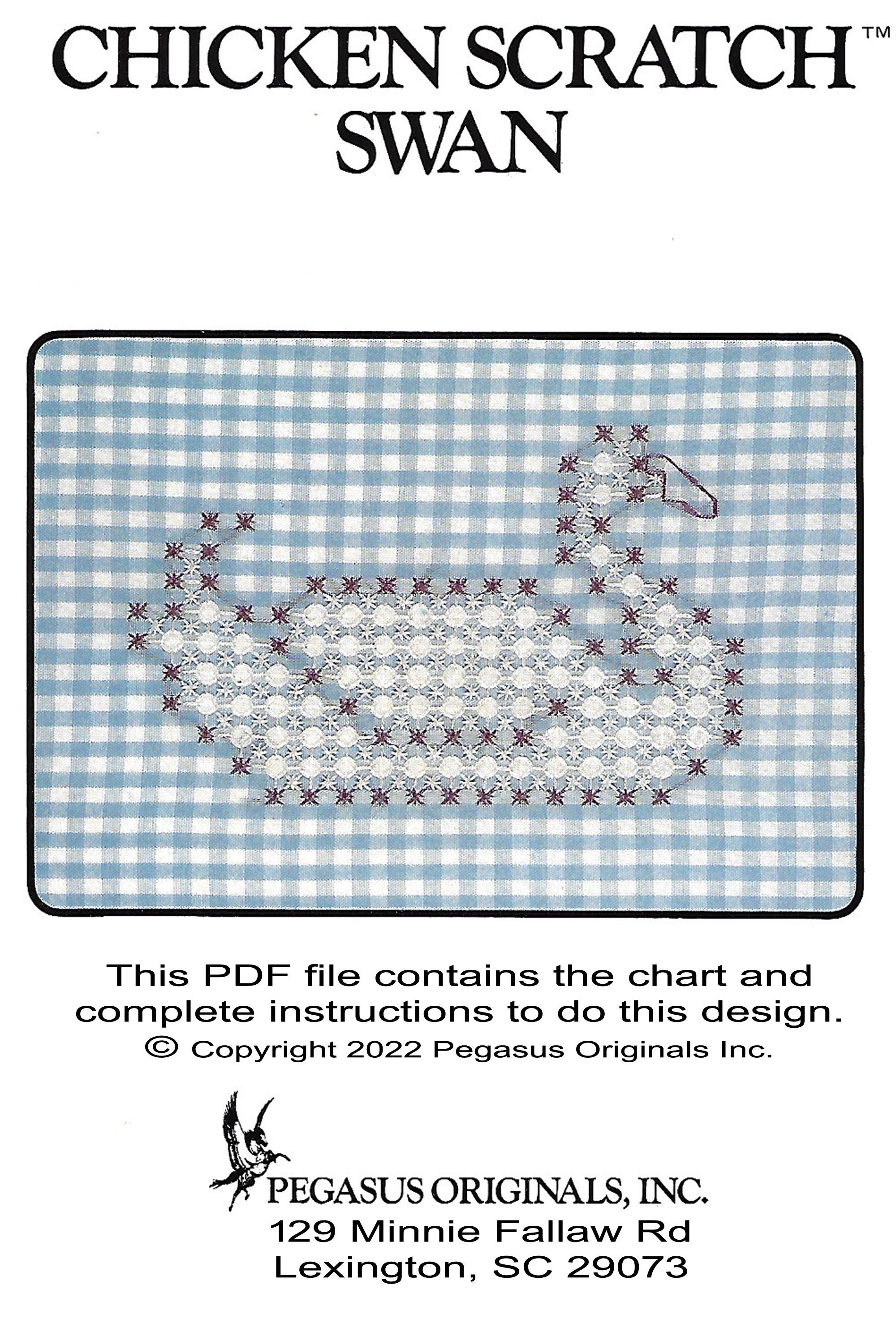 Chicken Scratch Embroidery Swan Downloadable Beginner Project With ...