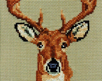 KIT-White-Tailed Deer Head Study Counted Cross Stitch Kit