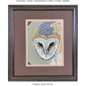 Barn Owl Cross Stitch kit with fabric and floss