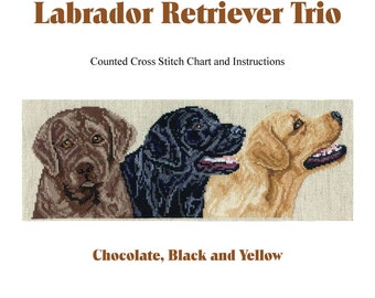 Download Labrador Retriver Trio Cross stitch chart