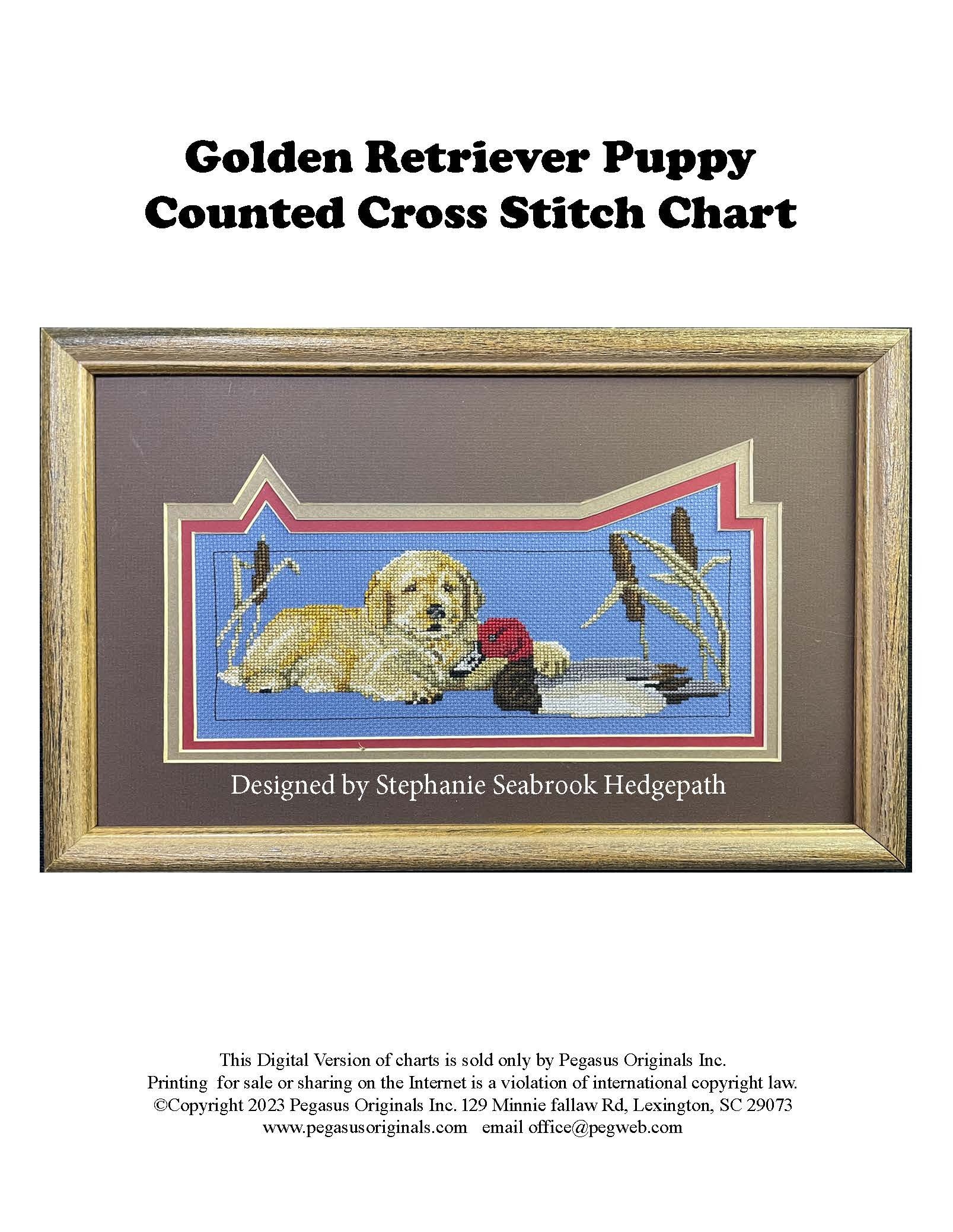 Pegasus Originals Golden Retriever Cross Stitch Kit - Complete Counted Cross Stitch Set