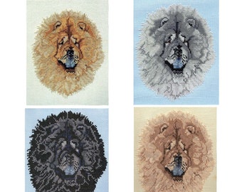 Chow Chow cross stitch chart download in all four colors