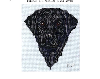 黒のラブラドールレトリバー犬のクロスステッチパターン - デザイン