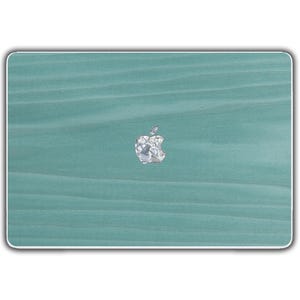 Étui de protection bleu anigre en placage de bois véritable pour Apple Mac toutes séries - Noyer M1 M2 silicone - Housse Mac, Macbook Pro