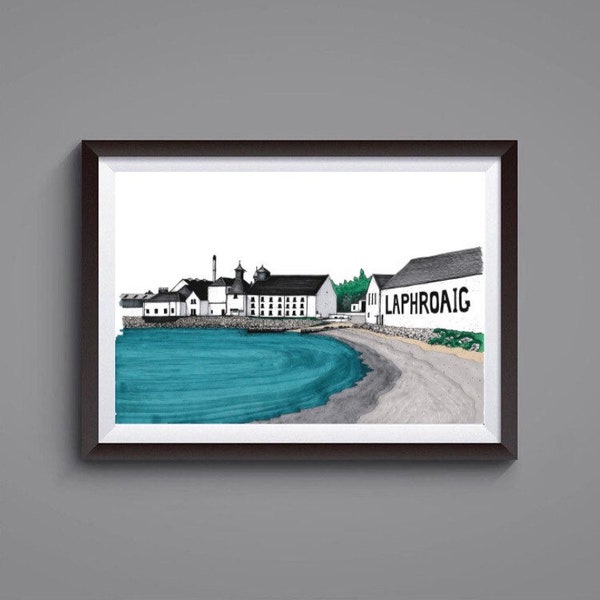 Laphroaig Whisky Distillery, Isle of Islay, Schottland - Signierte Drucke des Original Kunstwerks von Steven McClure