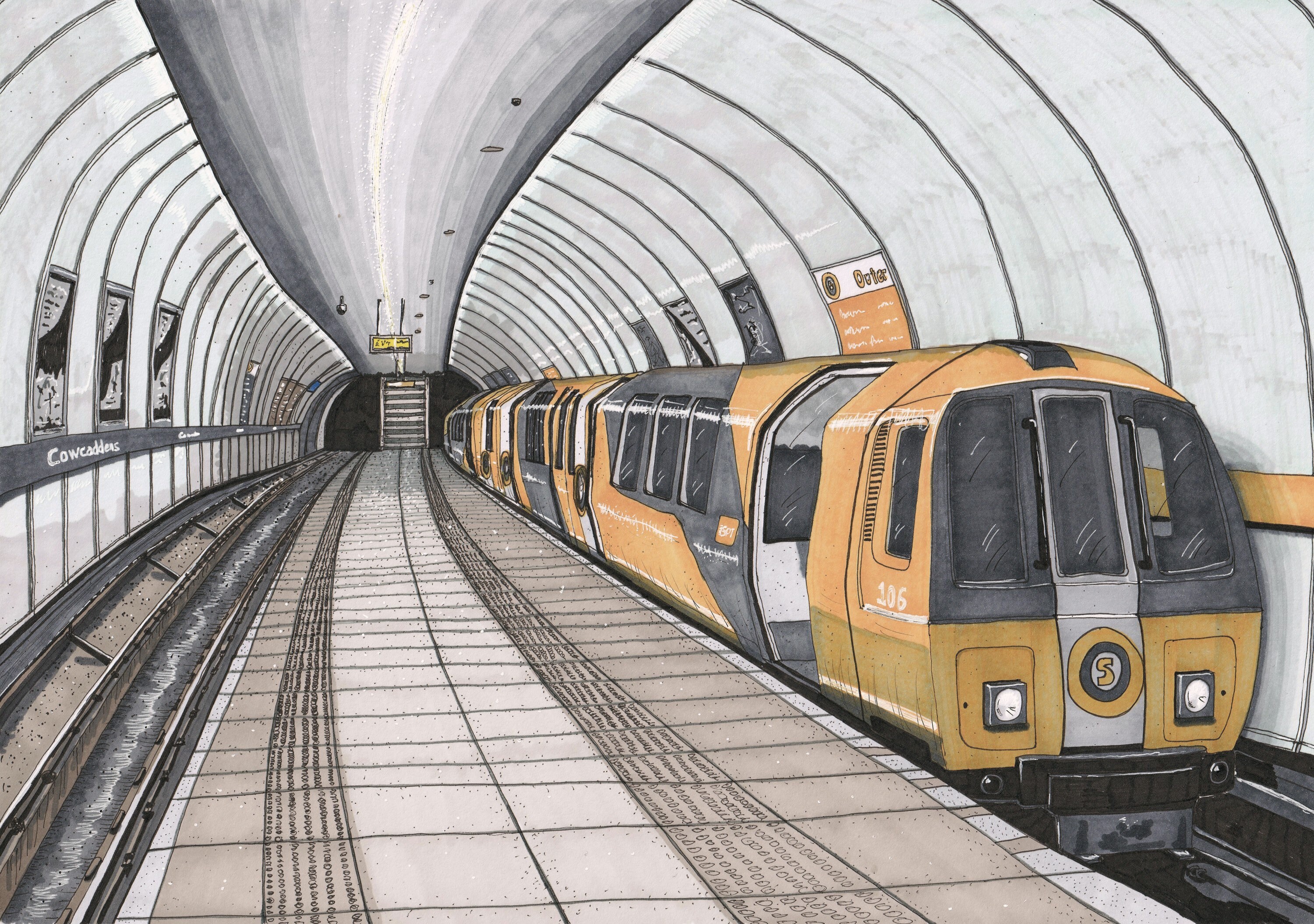 Glasgow Subway print of the original drawing by Steven Etsy