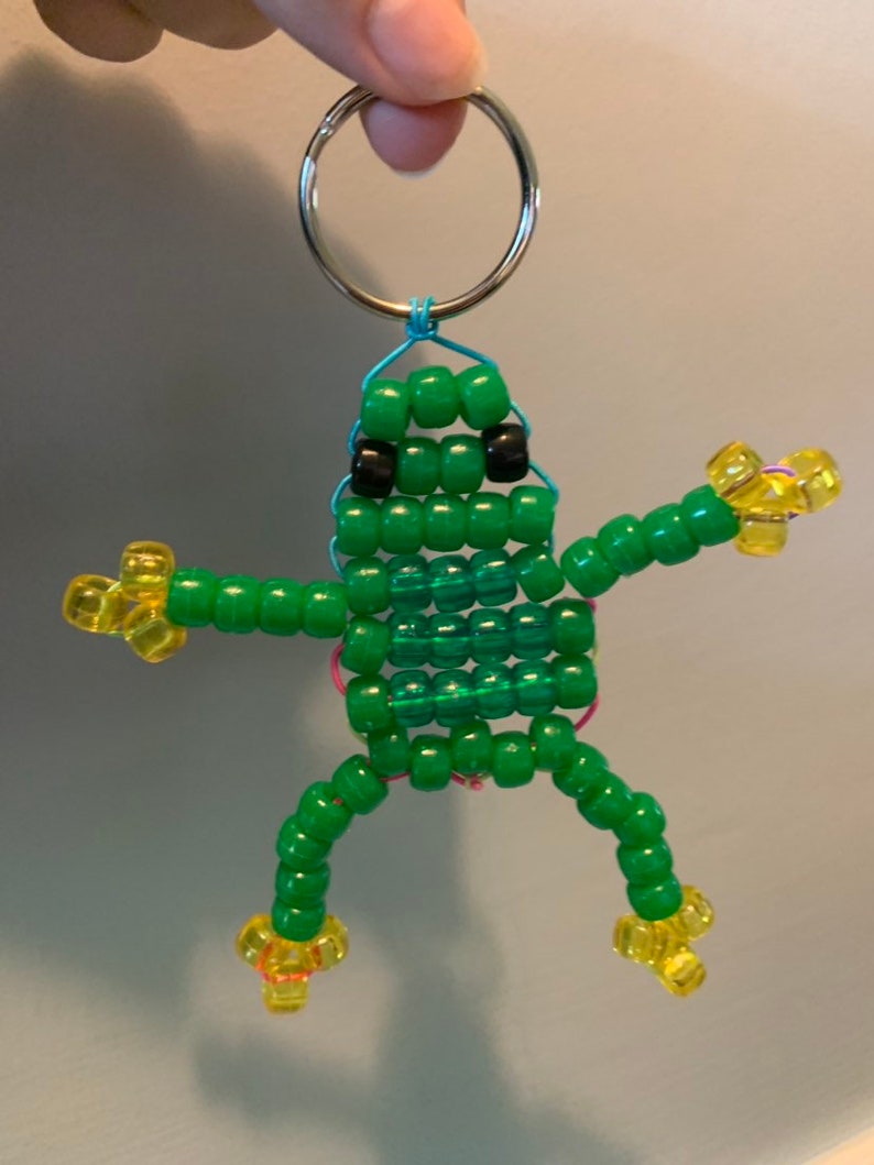 Lil' Frog Friend Pony Bead Frog Animal Keychain. Beaded Etsy