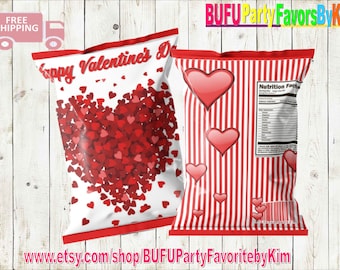 Decorations for Love Boss Girl Boy DIGITAL Paper Bag for Valentine Day Printable Party Supplies Romance Theme