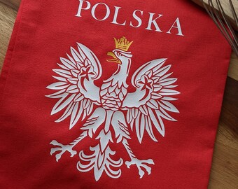 Polska Coat of Arms Eagle Tea Towel, Poland Red and white Polish, gift for friend, woman