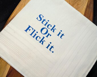 Stick It or Flick It Hankie | Funny Booger Handkerchief | Gross Humor Gag Gift | Adult Novelty Hankie | Silly Stocking Stuffer