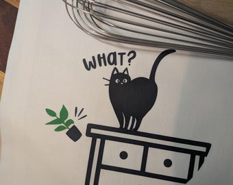 Naughty Cat Design | Cat Lover Tea Towel | Funny Cat Kitchen Towel | Cute Gift for Cat Owners | Home Decor