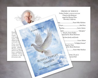 Dove Funeral Program Template | Google Docs Print Ready File