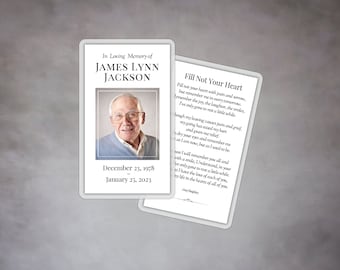 Laminated Funeral Memorial Prayer Cards with Photo   -  Printed and Shipped