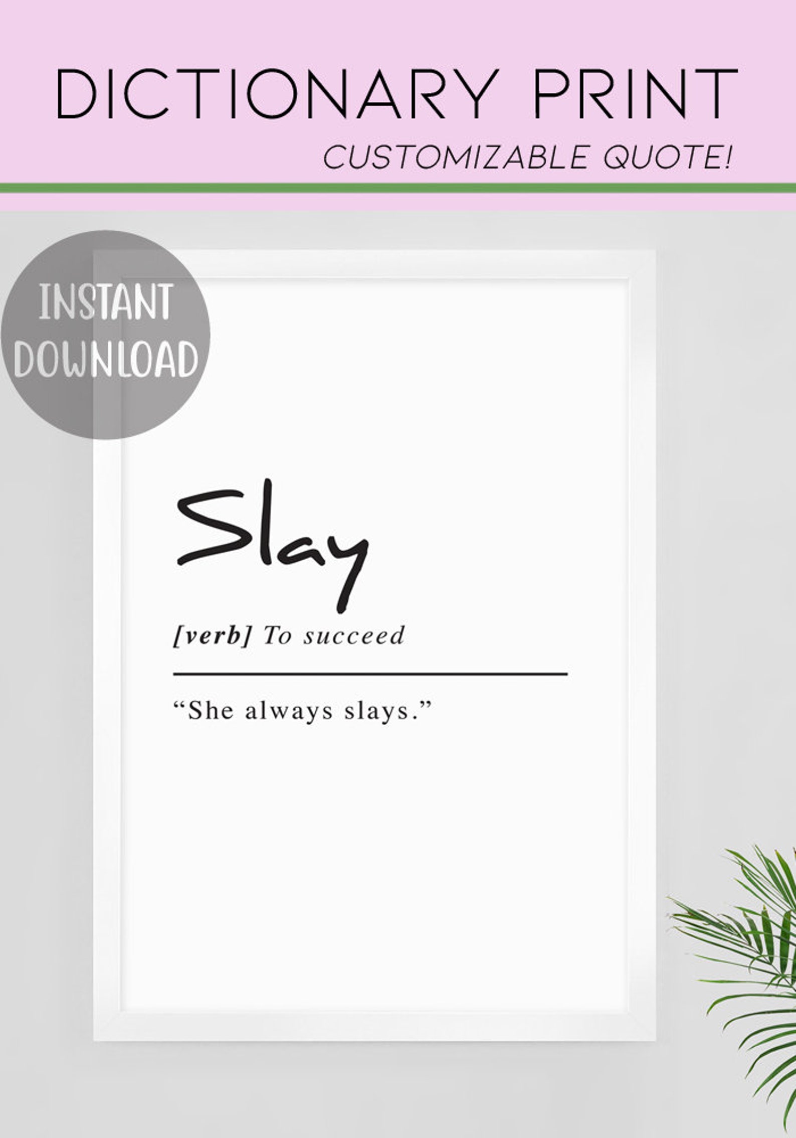 Slay Dictionary Definition Wall Art Urban Dictionary Etsy