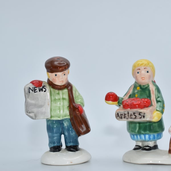 Girl Selling Apples and Newsboy Department 56 Original Snow Village