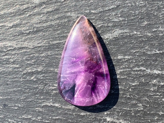 Amethyst Cabochon With Rare Inclusions, Hand Cut and Polished
