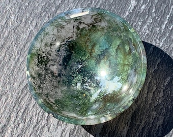Flawless Moss Agate Bowl, Hand Carved and Polished Salt Dish, Indian Gemstone
