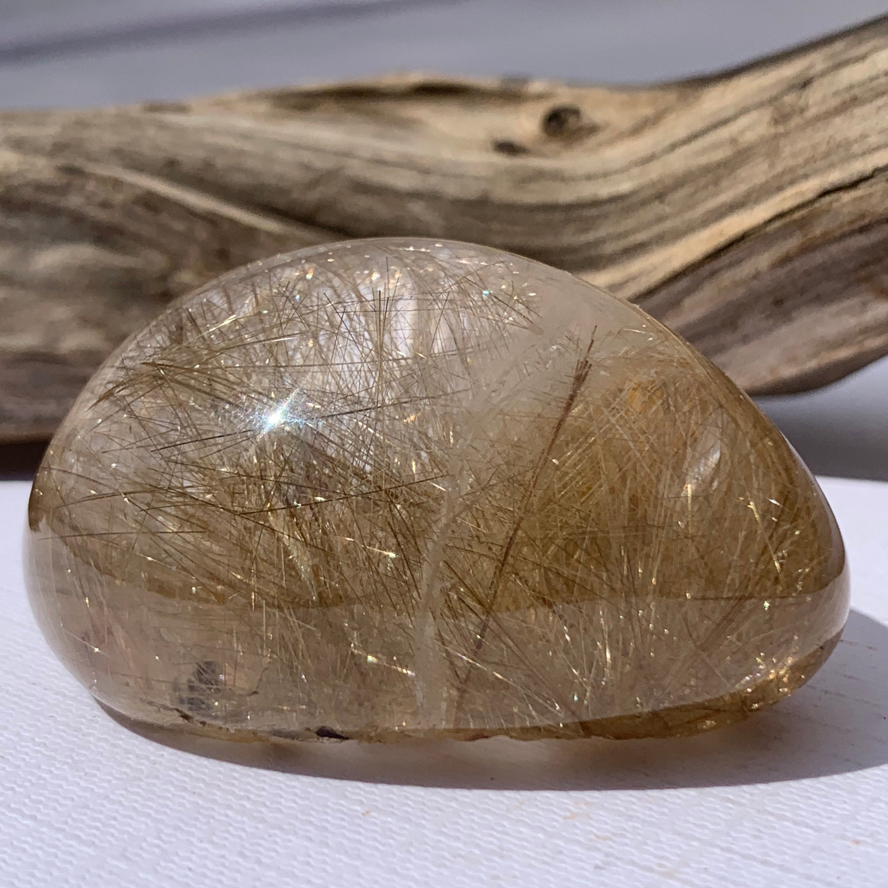 Rutilated Quartz Polished Paperweight Angel Hair Quartz Etsy