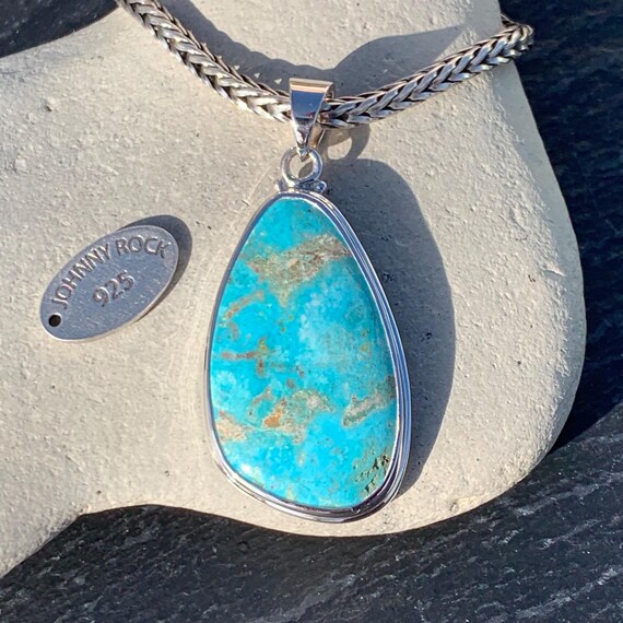 Collana con ciondolo turchese: realizzata a mano in argento sterling 925 con pietra preziosa - Italia