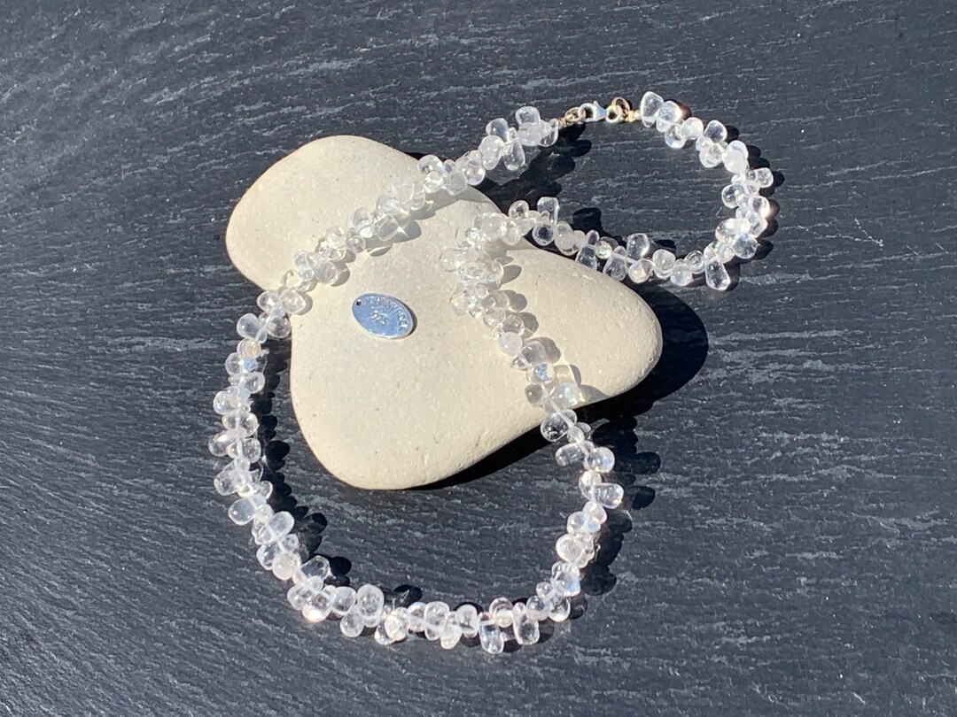 Clear Brazilian Quartz 'jelly Bean' Necklace With 925 Etsy