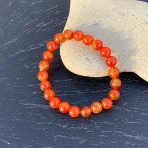 Gemmy Karneol Armband, handgemachtes Edelsteinperlenarmband, 8 mm Perlenarmband
