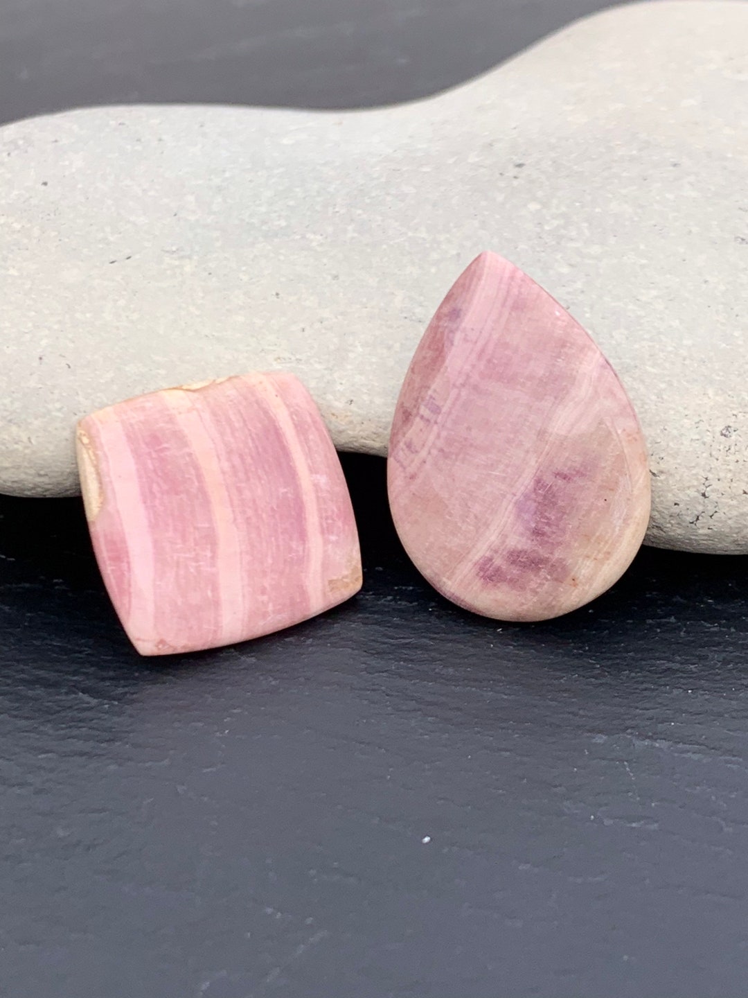 Set of 2 Beetroot Stone Cabochons, Hand Cut and Polished English ...