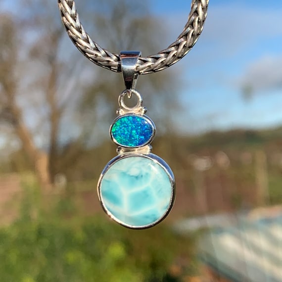 Sterling Silver Double Larimar Pendant Sterling Silver Double Larimar Pendant