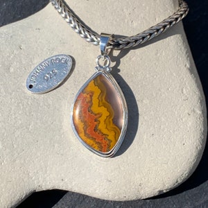 Flame Agate Pendant, Seam Agate Pendant, Sacral Chakra Pendant, Handmade in 925 Sterling Silver, Flame Agate Jewellery, Flame Agate Gift