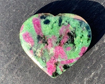 Ruby Zoisite Heart, Hand Cut and Polished African Gemstone
